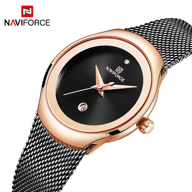 

NAVIFORCE 5004 New Lady Stainless Steel Strap Waterproof Dress Lady Clock Relogio Feminino reloj naviforce hombre, 4 different colors as picture
