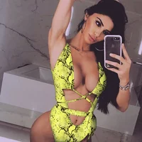 

Accept Custom Sexy Ladies Yellow Hollow Out One Piece Thong Bikini
