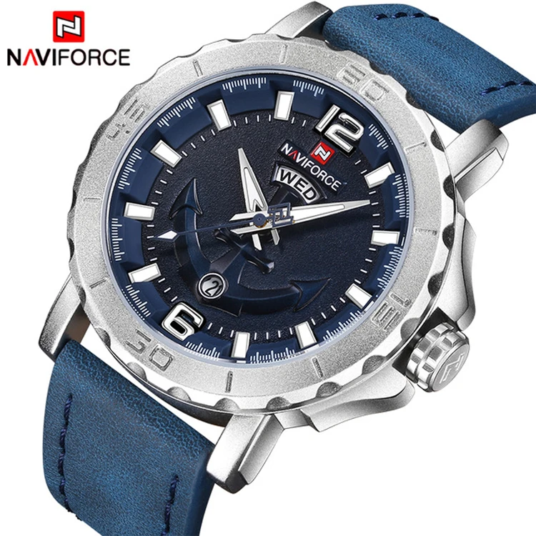 

NAVIFORCE 9122 Luxury Brand Men Military Sport Watches Men Analog Quartz Clock Leather Waterproof Wrist Watch 9122