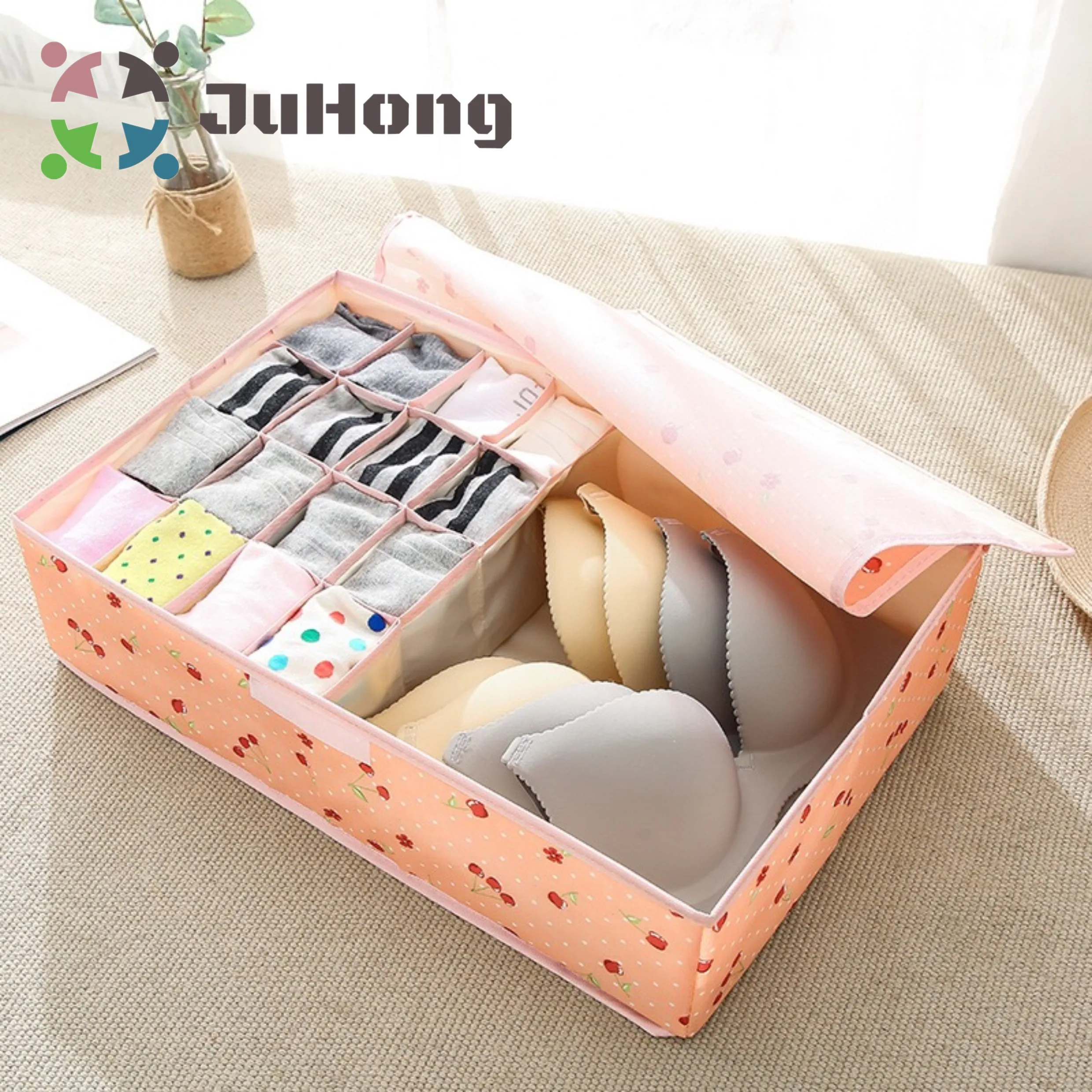 

High Quality Waterproof Nylon High Capacity Storage Toiletry Underwear Storage Box Bags For Bedroom, Red, blue, pink,etc