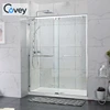 Tempered double sliding glass wet room shower doors frameless glass single person shower door room enclosure