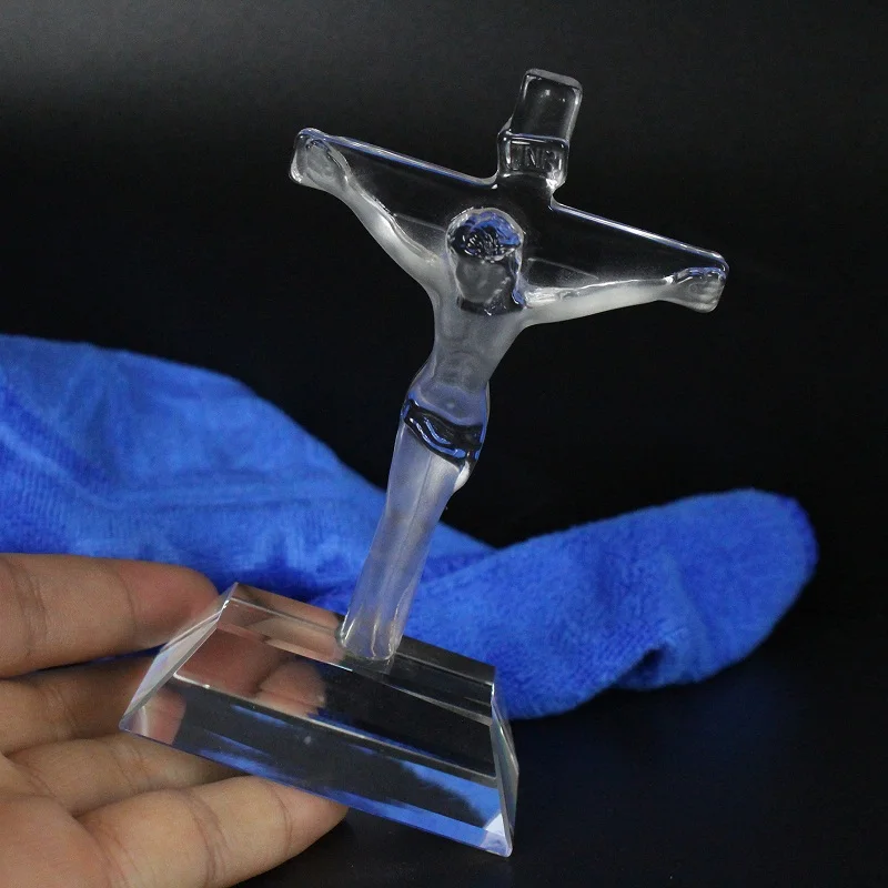 
Crafted Crystal Christian Decoration Jesus Cross Religious Crystal Figurines Wholesale 