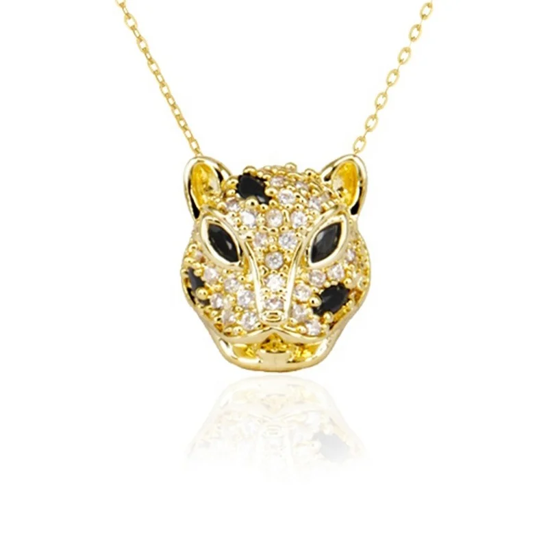 

Black Jaguar jewelry 925 silver diamond panther statement necklace