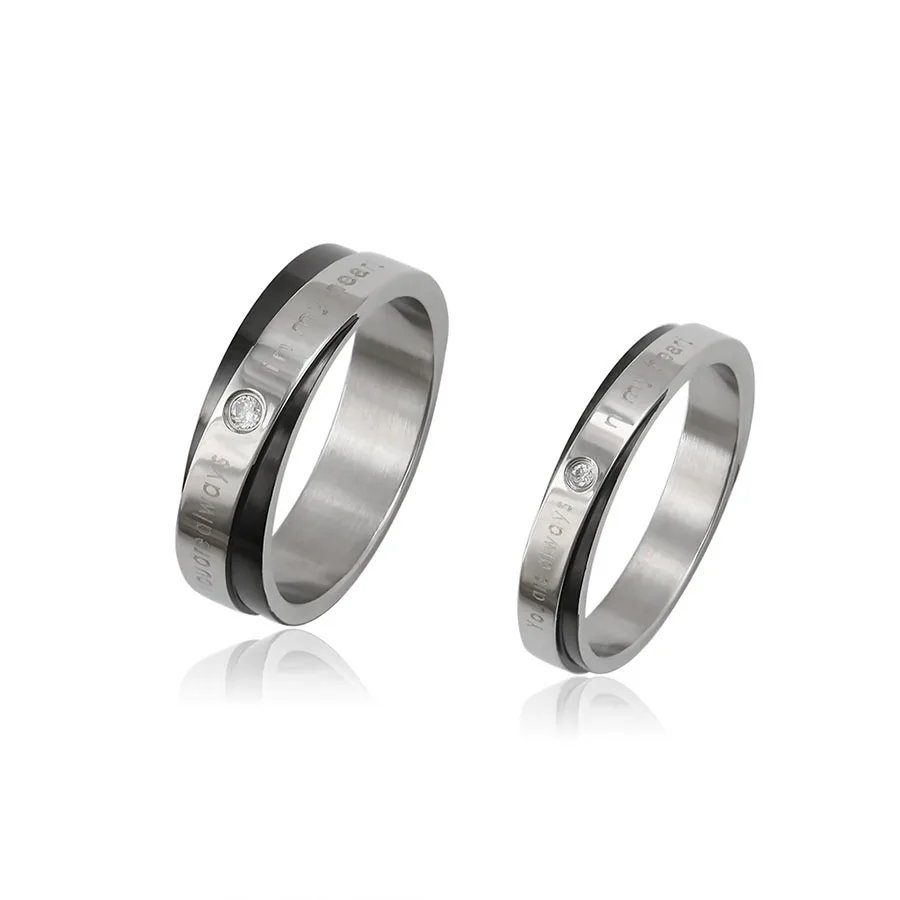 R-173 Xuping modern Couple wedding ring jewelry for lover+cz Stainless Steel Jewelry ring set
