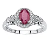 Oval Cut Genuine Red Ruby and White Topaz .925 Sterling Silver Halo Cocktail Ring