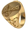 Gold plated mens stainless steel Masonic signet rings classic alliance rings