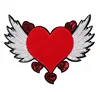 Fly Wings Red Heart Patch Sewing Embroidered Sequin Patches For Clothes Jacket Fabric Free Heart Patch Angel Jeans Badge PE272