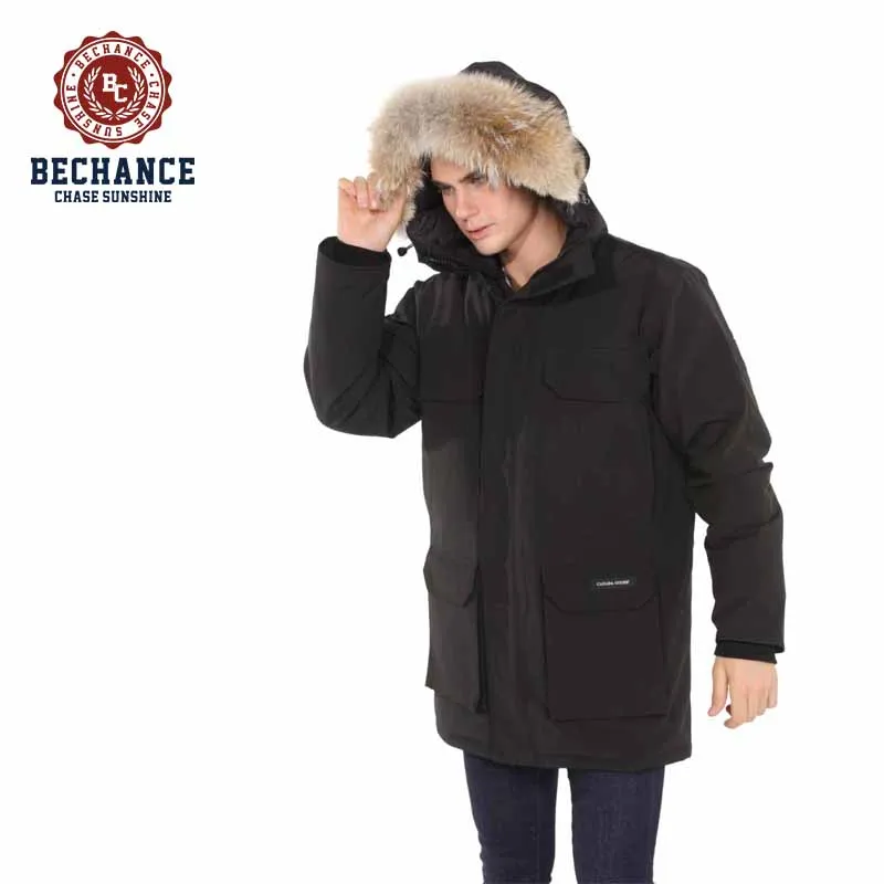 

overcoat warm winter fur long mens outdoor down hooded parka jacket