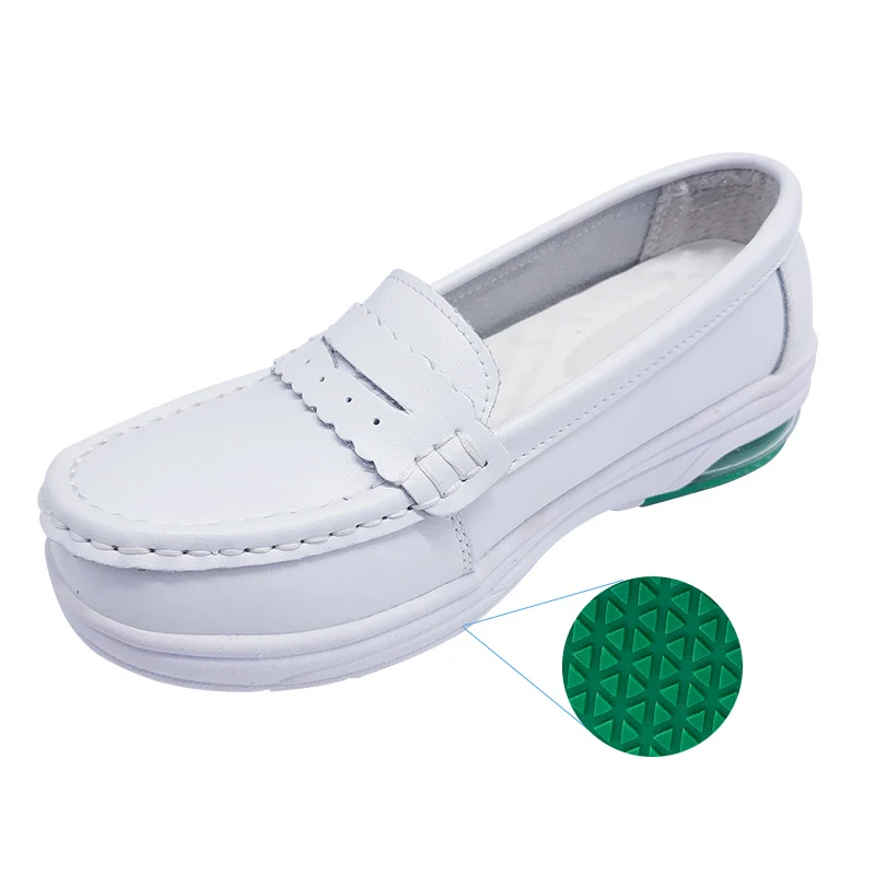 

Chinese Comfortable Anti Slip Leather White Leather Hospital Nurse Shoes