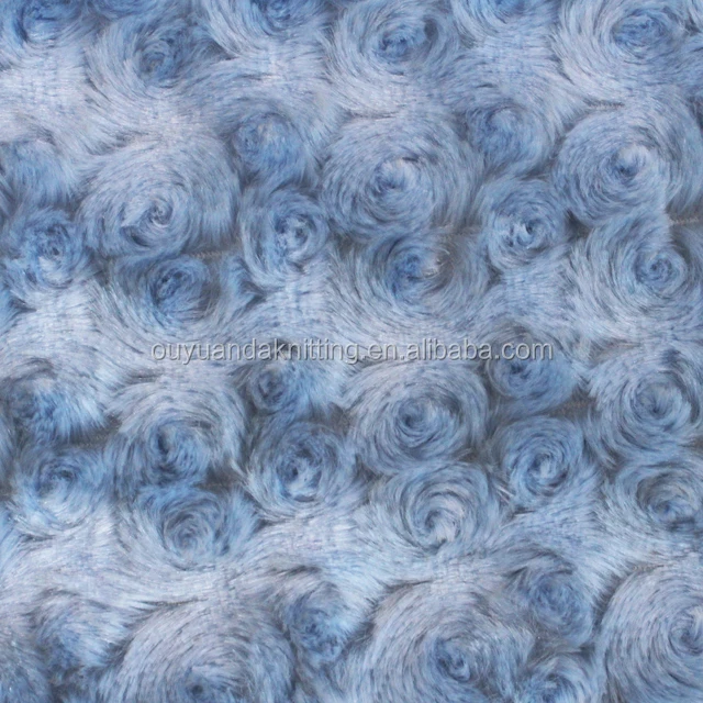 
Fabric Knitted 100% Polyester Rose Flower Pattern Swirl Embossed PV Plush Fabric 