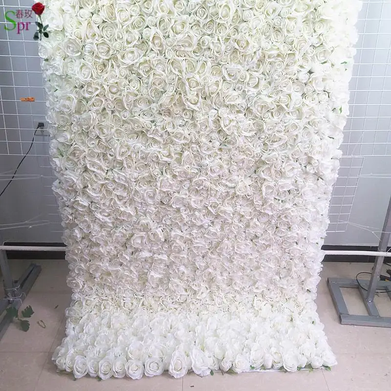 

SPR 1.2*2.4m(4*8ft)/pc roll up cloth base flower wall backdrop wedding occasion decoration event artifical flower arrangement, Ivory pure white