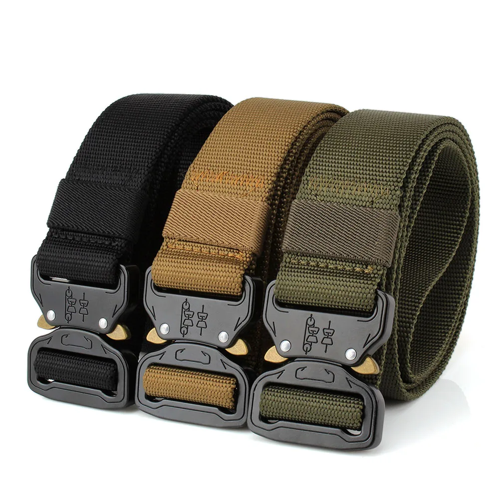 

Adjustable Heavy Duty Military Tactical Waist Belt with Metal Nylon Belt Hunting Accessories, Black / brown / dark green