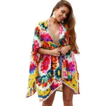 2019 Beach Cover Up Swimsuit Kimono Cardigan Bohemian Floral Print Shawl Wrap Buy Swimsuit Kimono Cardiganbohemian Floral Print Shawl Wrapbeach