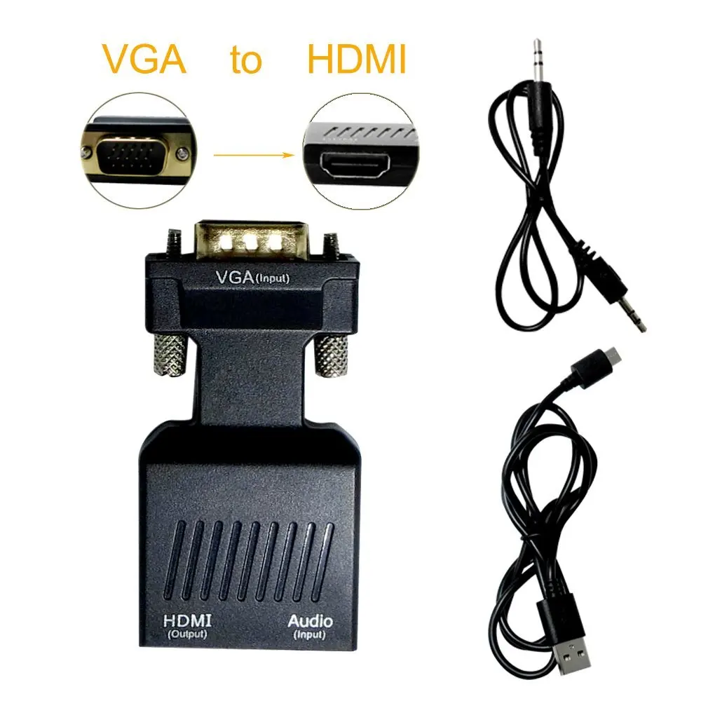 

Beslink VGA to HDMI Converter Adapter with 3.5mm audio cable for PC DVD to HDTV Projecteor, Black