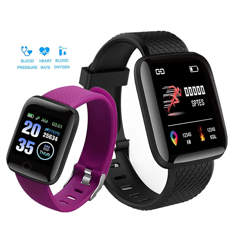 

2019 Cheap Passometer 116 plus reloj smart watch IP67 waterproof heart rate blood pressure Fitness Activity Tracker Watch, Black/blue/red/purple/green