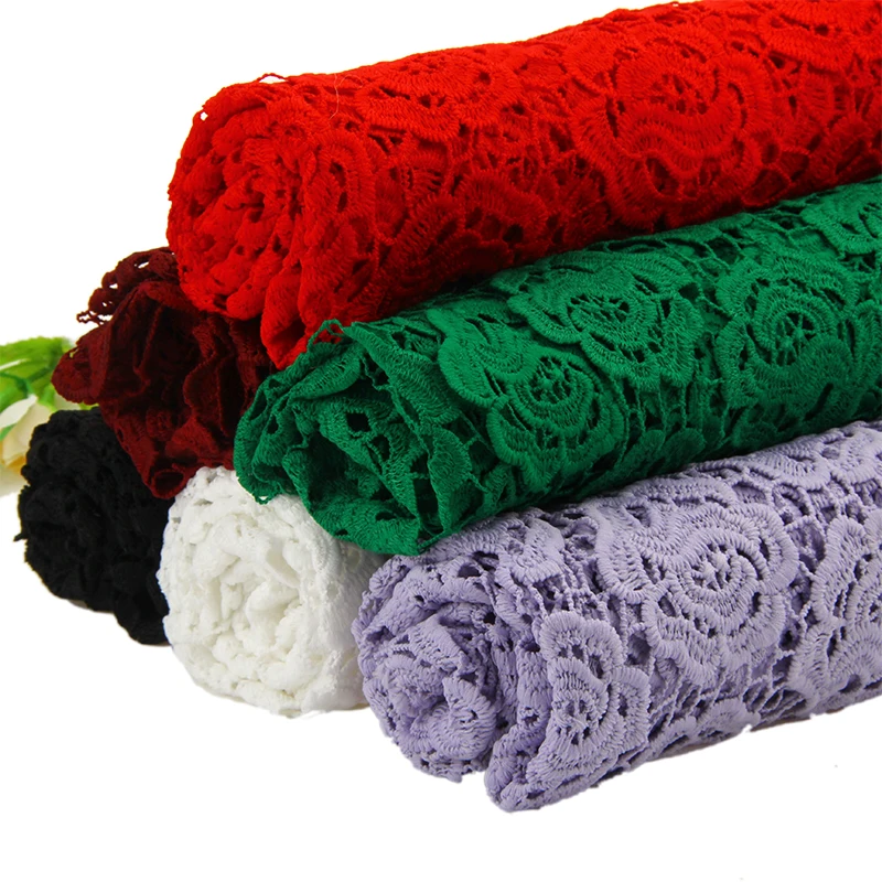 

Water-soluble Embroidered Polyester Lace Fabric DIY Handmade Sewing, 6 colors