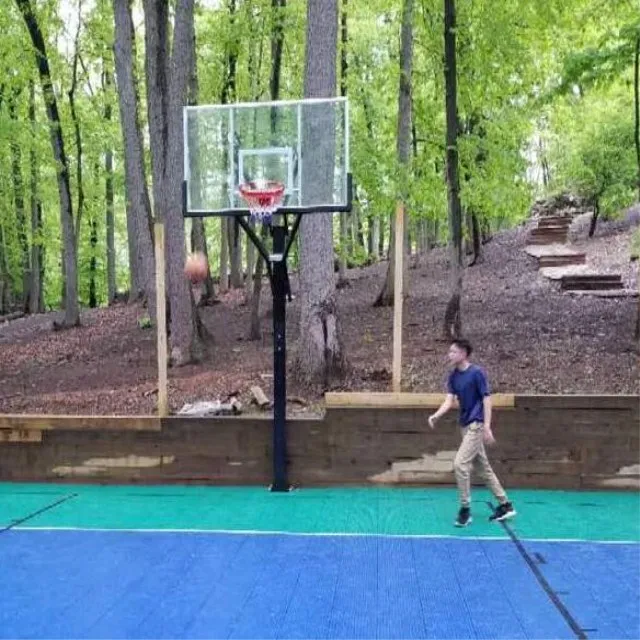 

basketball hoop in ground outdoor sport equipment adjustable basketball system, Black color
