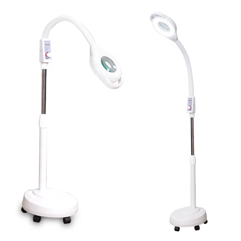 

D White Magnifying Lamp Led Cool White Flexible Beauty Nail Microblading Hair Salon Floor Lamp For Permanent Makeup With Wheel