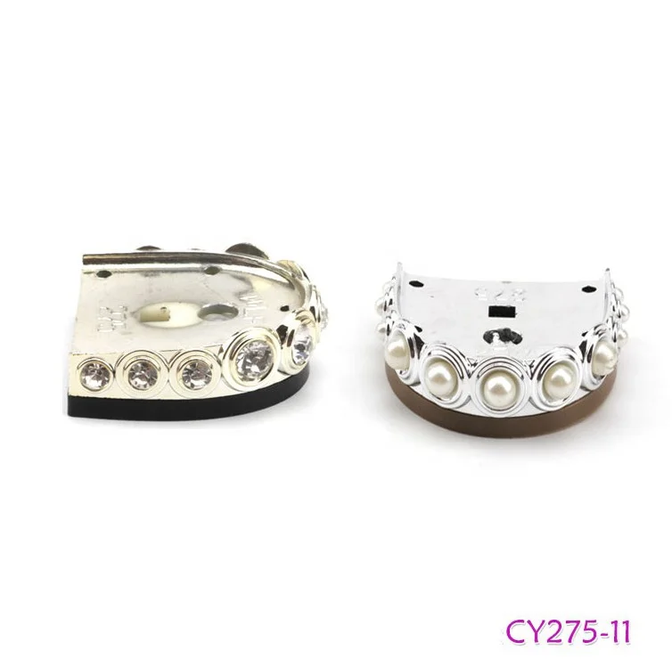 

Meetee -RZC-95 Leather Shoe Accessories Fashion Rhinestone Short Heels for Shoes