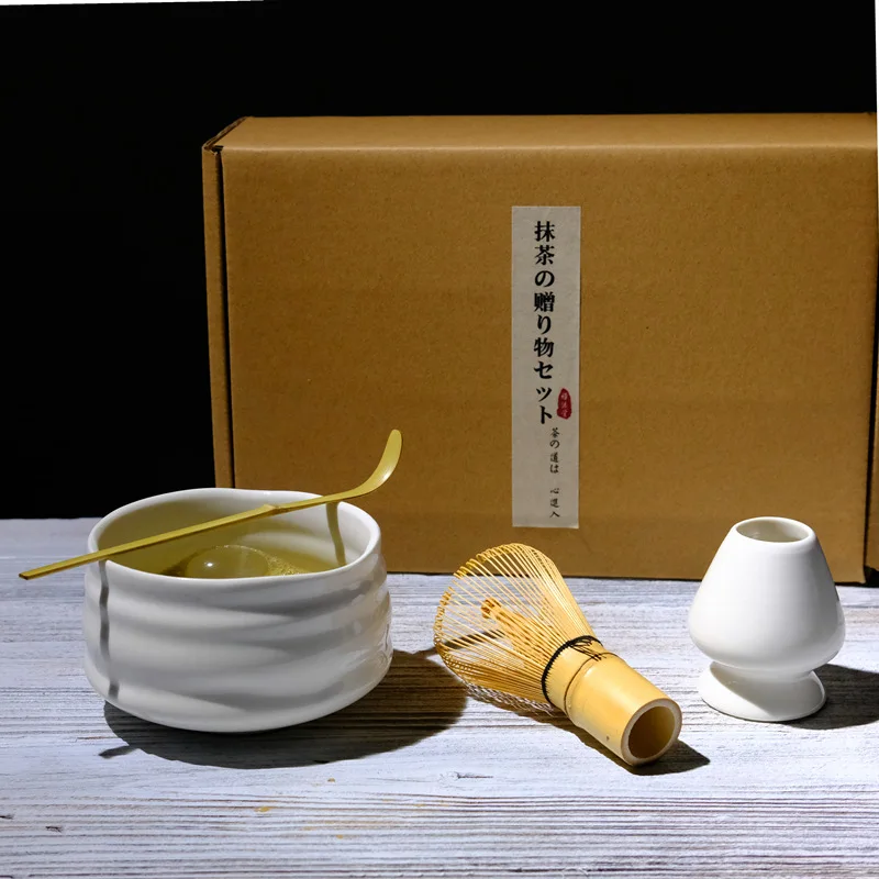 

4pcs/set Matcha Mixing Teaware Set Japanese Ceramic Tea Tool Tea Spoon Holder Bamboo Matcha Whisk Kits