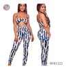 9041121 Stripe magpie print bra top women pants sets