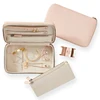 custom design cow leather vegan leather travel jewelry organizer box blush jewelry case
