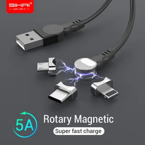 180° Rotary Magnetic USB Data Cable iPhone Xiaomi Huawei