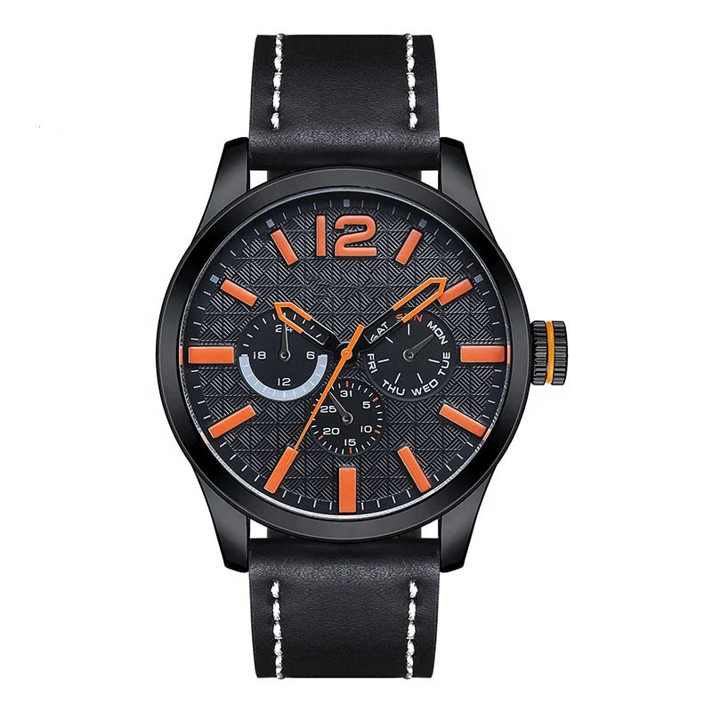 

2019 men watch wholesale Alloy case PU strap waterproof sports quartz watch, Colors