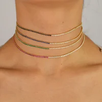 

fashion 2019 colorful cz choker statement mix color 32+8cm cz tennis choker necklace