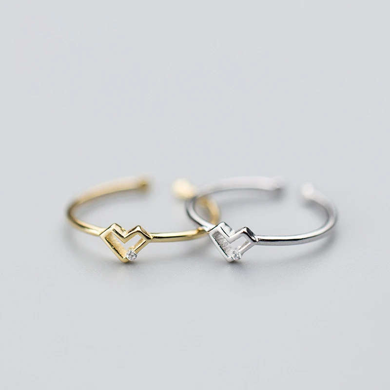 

Fashion 925 Sterling Silver Simple Heart Rings For Women Jewelry