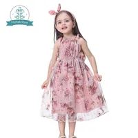 

RTS Flofallzique Clearance Exquisite Flowers Print Children Clothing Appliques Tulle Decals Beautiful Pink Girl Party Dresses