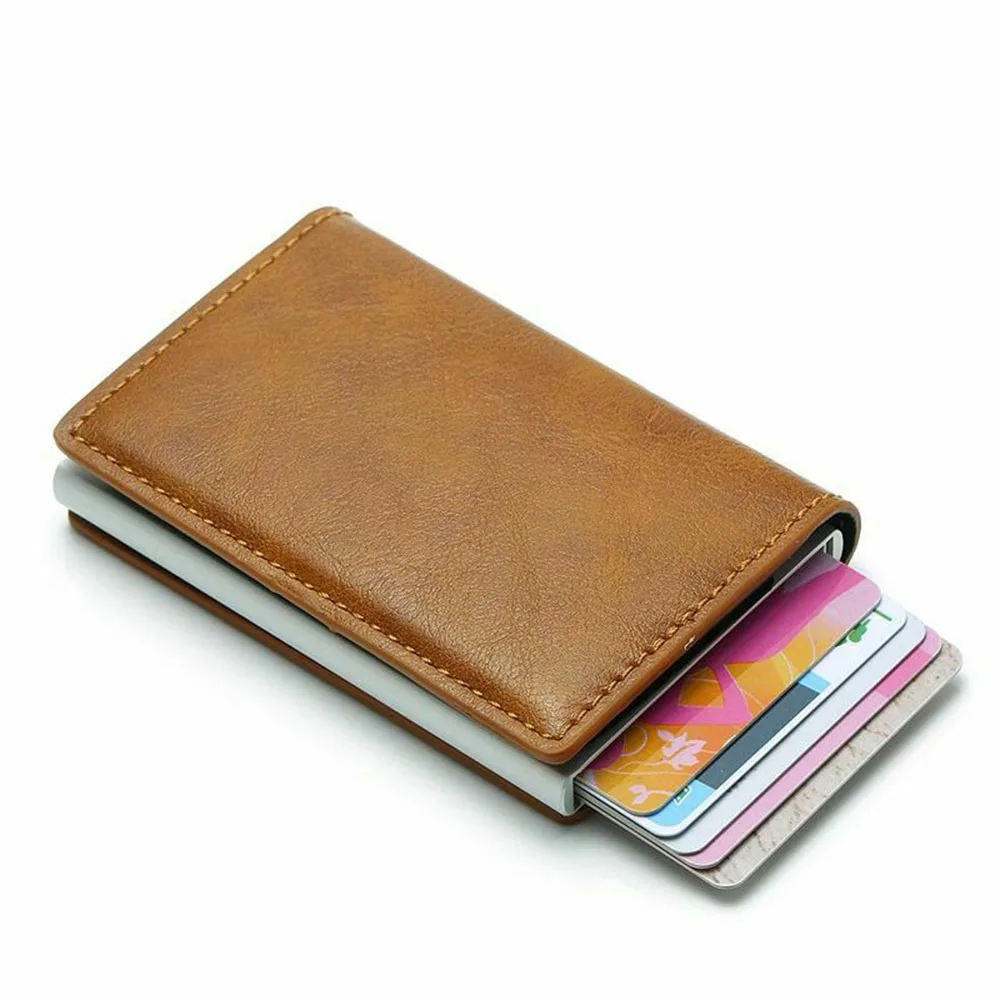 

pop up metal credit business card holder wallet, Black/brown/red and customized
