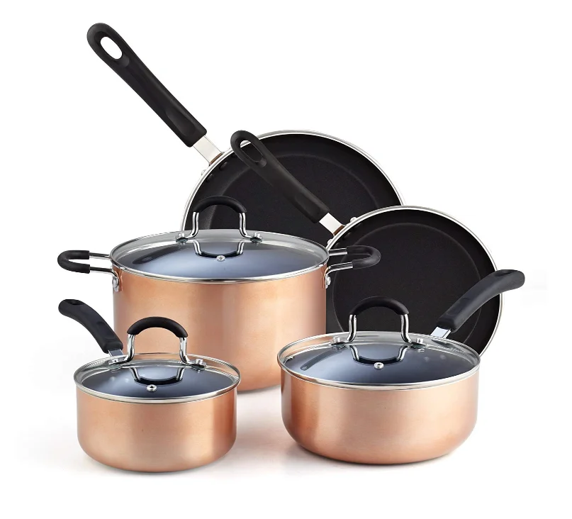 

Cook N Home 02581 8-Piece Nonstick Heavy Gauge, Copper/Brown Cookware Set, N/a