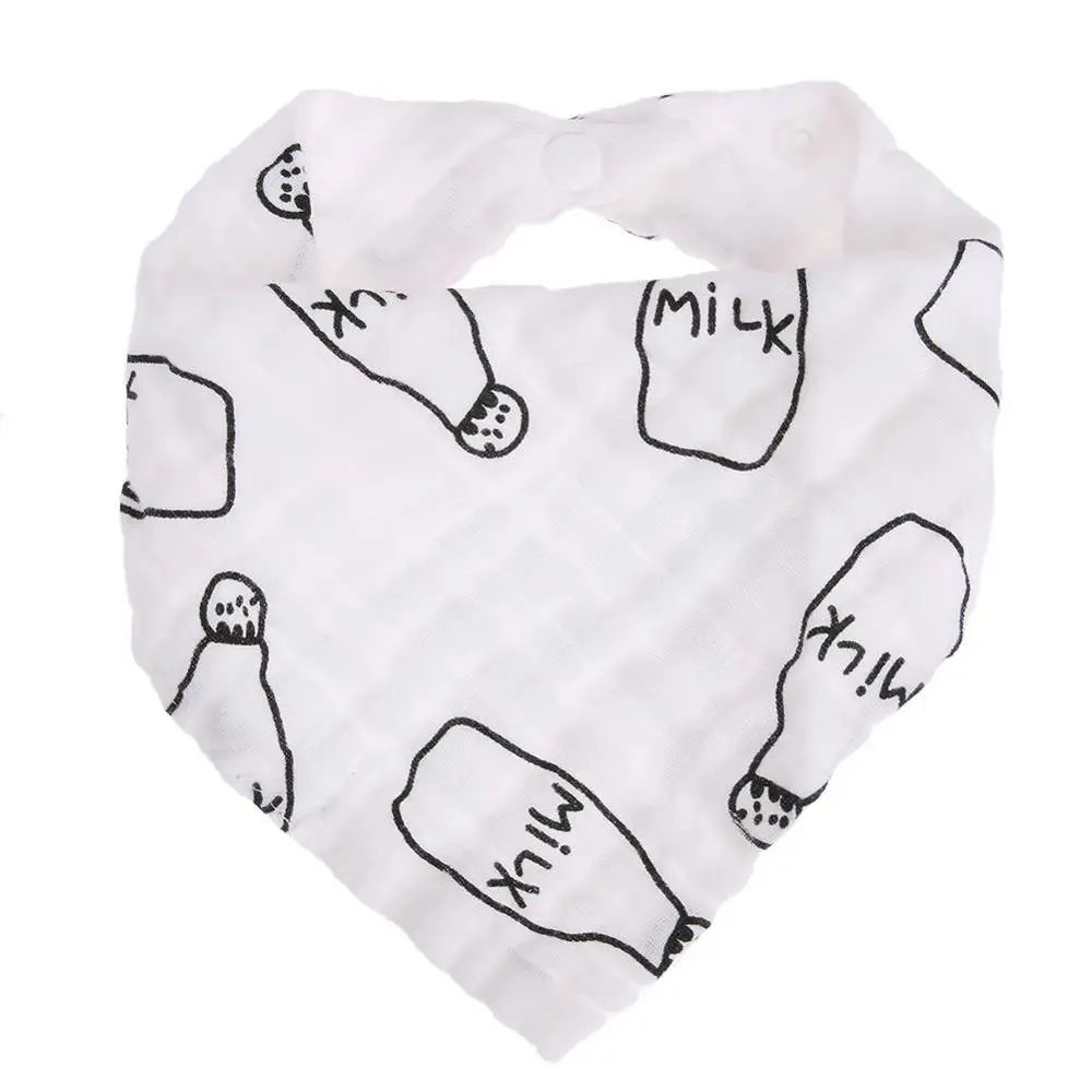 

Z 609 Cotton Gauze Triangle Baby Bibs Baby Feeding Burp Cloths Milk Bottle Print Saliva Towel
