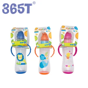 Image of 365T wholesale BPA free animal shape rattle cap feeding bottle 9 oz 270ml baby bottle with package