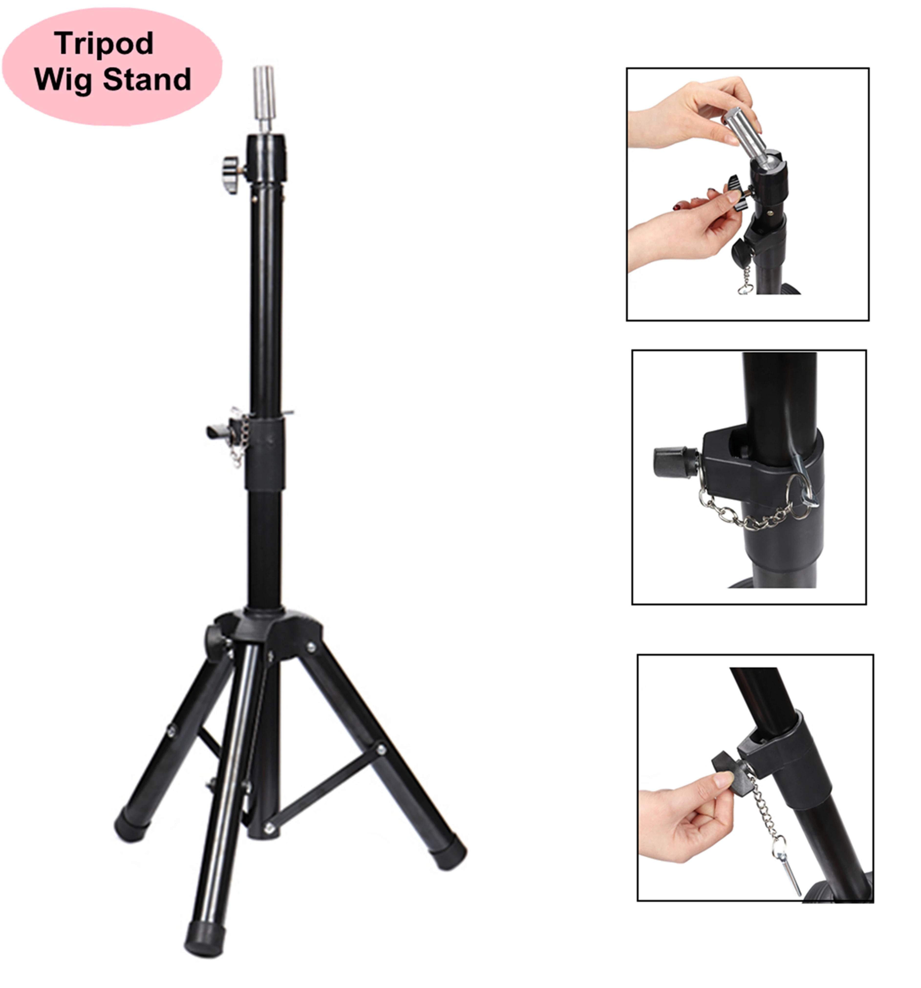 
Wig Stand Adjustable Canvas Block Head Tripod Cosmetology Training Doll Head Stand Mannequin Head Tripod Stand (with Carry Bag) 