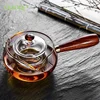 Fire heating glass teapot Boil tea ware with wooden handle