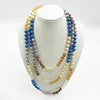 jewelry making crystal glass crystal and pearl long necklace for lady dressing