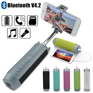 Portable Bluetooth Selfie Stick Integrated Wireless Speaker