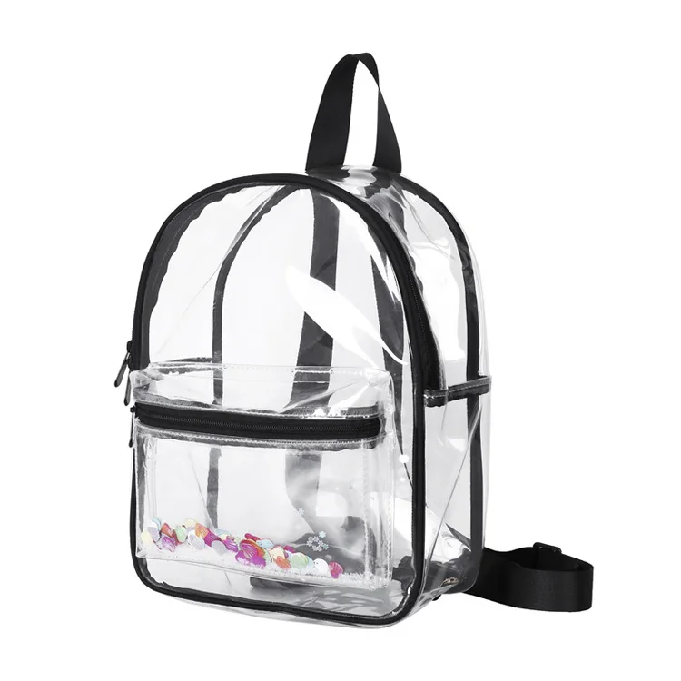 

new arrival fashion stock PVC travel transparent clear black waterproof backpack
