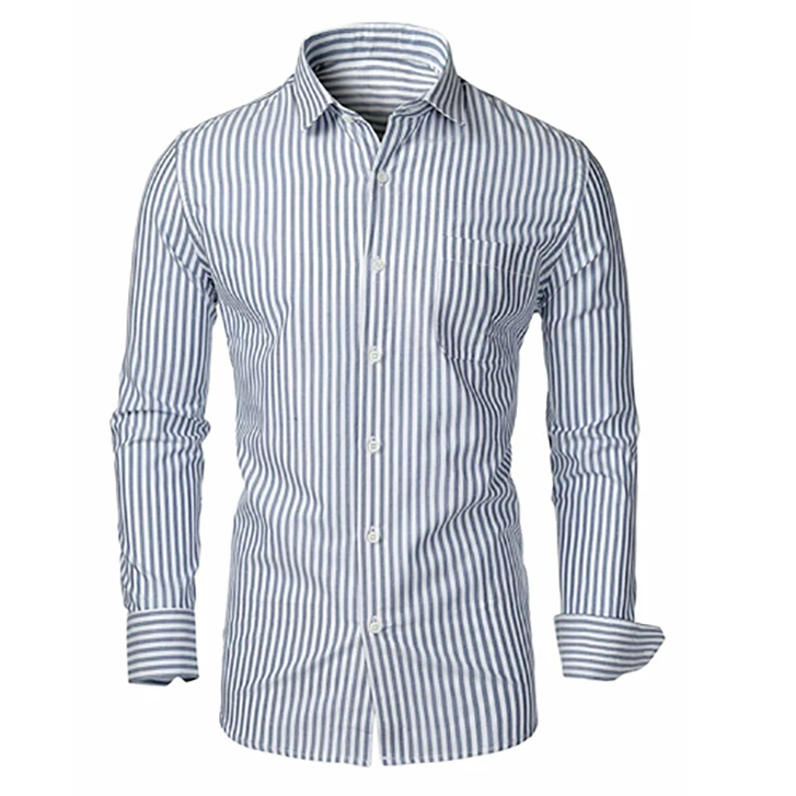 Free shipping men shirts long sleeve formal  type  Men s Classic Stripe Long Sleeve Regular Fit Office Business Formal Shirt