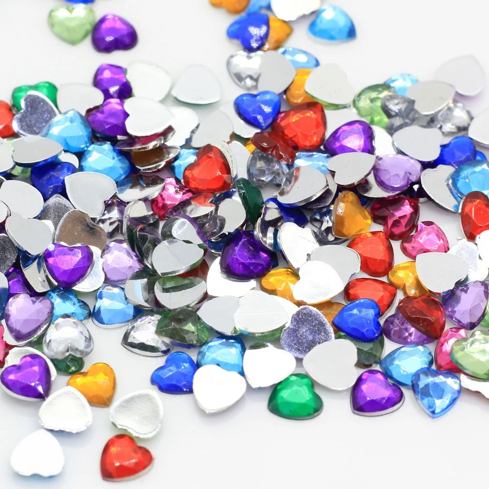 

6mm Heart Shape Acrylic Rhinestone Applique Stones Crystals Gems Flat Back DIY Costume Button Accessories