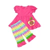 2019 summer back to school girl kids outfit applique clothes icing ruffle capris set