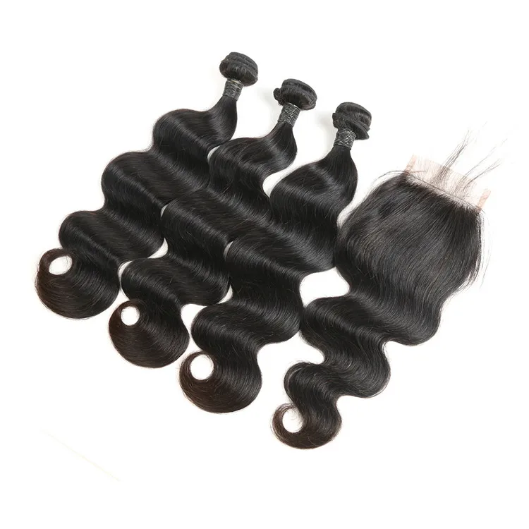 

Virgin Cuticle Aligned Human Hair Bundles With Lace Closure