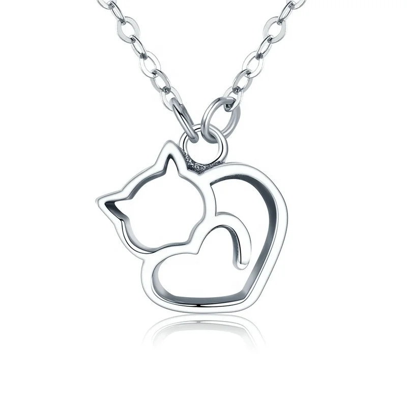 

G34 Authentic 100% 925 Sterling Silver Lovely Cat Exquisite Women Pendant Necklace Luxury Sterling Silver Jewelry Gift