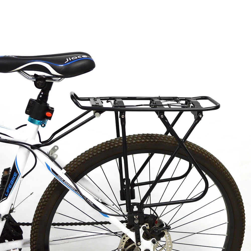

Bicycle Touring Carrier Rack Non-Disc Brake Mounts Frame-Mounted Bike Cargo, Black