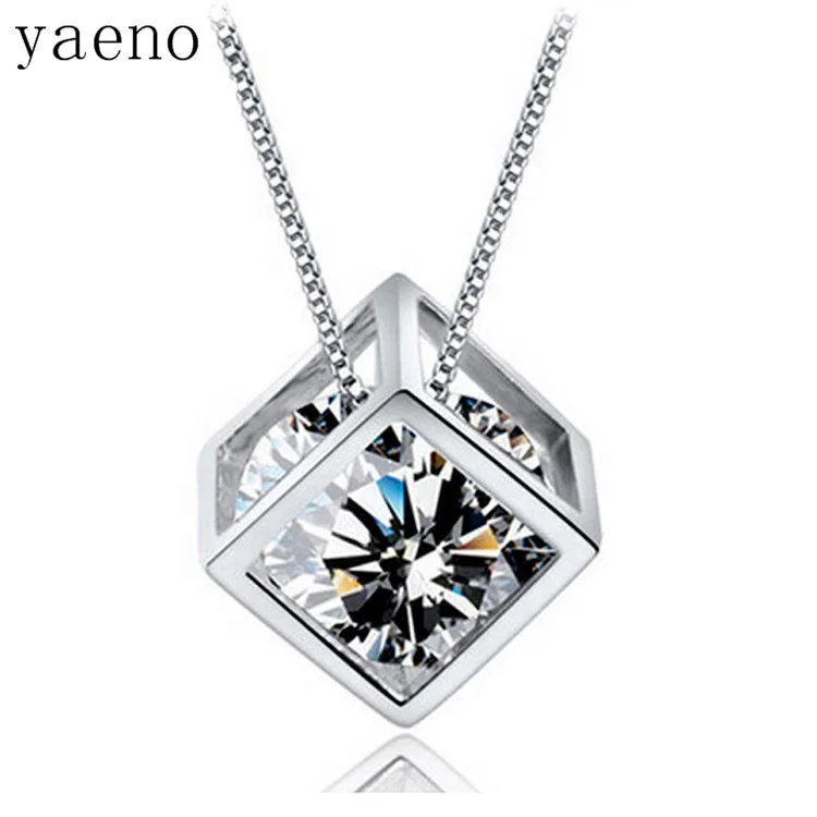 

Yaeno Jewelry Factory Jewelry 925 Sterling Silver with Cubic Zirconia Cube Box Cage Pendant Light, As customer request