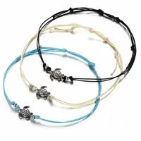 

Wholesale Anklet Bracelet Jewelry Simple Single Wax Rope Antique Charm Sea Turtle Anklet