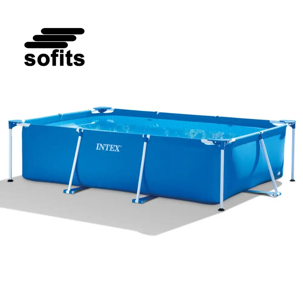 

Intex 28272 PVC Rectangular Metal Frame Portable Adult and Children Above Ground Swimming Pools, As picture