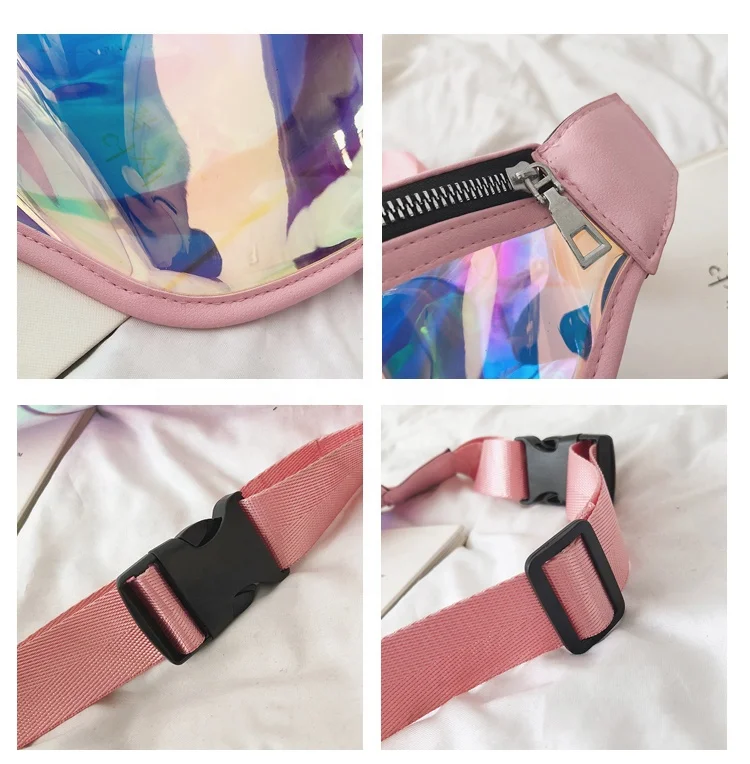 
2019 Hot selling Holographic Laser Waist Bag Reflective Transparent PVC Fanny Pack 